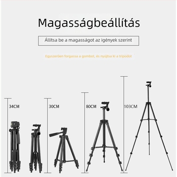 DSLR és okostelefonhoz tripod 3D PTZ-vel, alumíniumötvözet, teherbírás 2-5 kg, gyorskioldó lemez