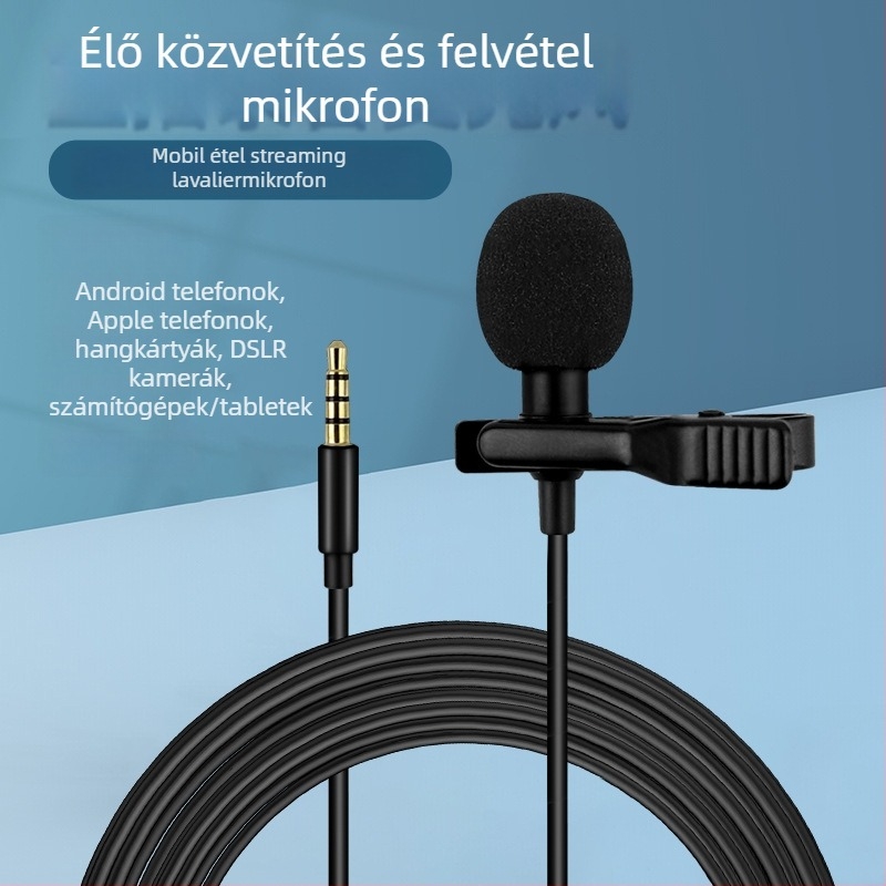 Leiz A3 laptop mikrofon, vezeték nélküli, 30 Hz–15 kHz frekvenciasáv, SNR ≥ 60 dB, méretek 12×9×3 cm