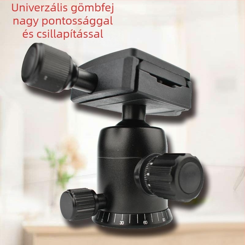 DSLR állványfej, alumínium ötvözetből, csillapított gömbfej, 360° vízszintes forgás, 90° függőleges dőlés, menetes csatlakozás ENZE