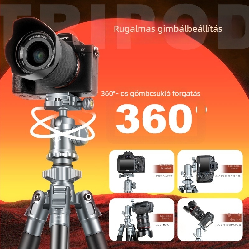 Lightweight Era Q725 kameraállvány alumínium ötvözetből, gömbfej, 4 részes, leválasztható monopod, gyorsoldó lemez