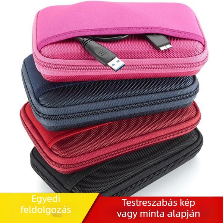Többcélú elektronikai kiegészítő tároló táska: külső merevlemez, töltő, USB pendrive, adatkábelek és power bank