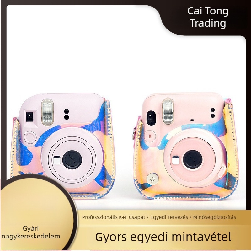 Átlátszó PVC kamera táska Polaroid Mini 12/11/9/8-hoz, lézeres PVC dizájn, PU bélés, kompatibilis Polaroid Mini 11-tel, súly 126 g