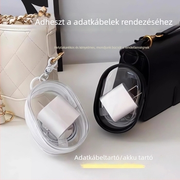 Adatkábeltároló táska, hengeres PE tok a kábelek rendezésére, utazáshoz ideális, modern minimalista stílus