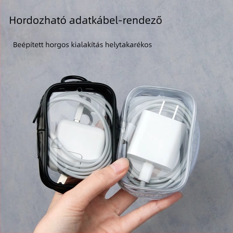 Adatkábel-tároló táska – hengeres PE szervező utazásokhoz és irodai kellékekhez