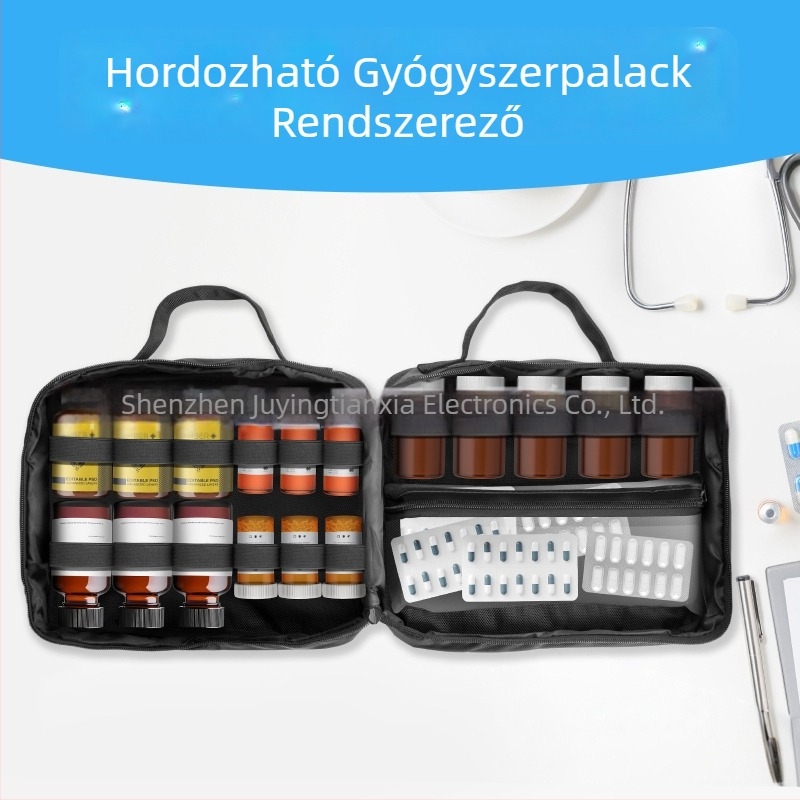 Kézitáskás gyógyszer- és kozmetiktároló táska, multifunkcionális utazási szervező, Oxford anyag, modell 808-h006-050009