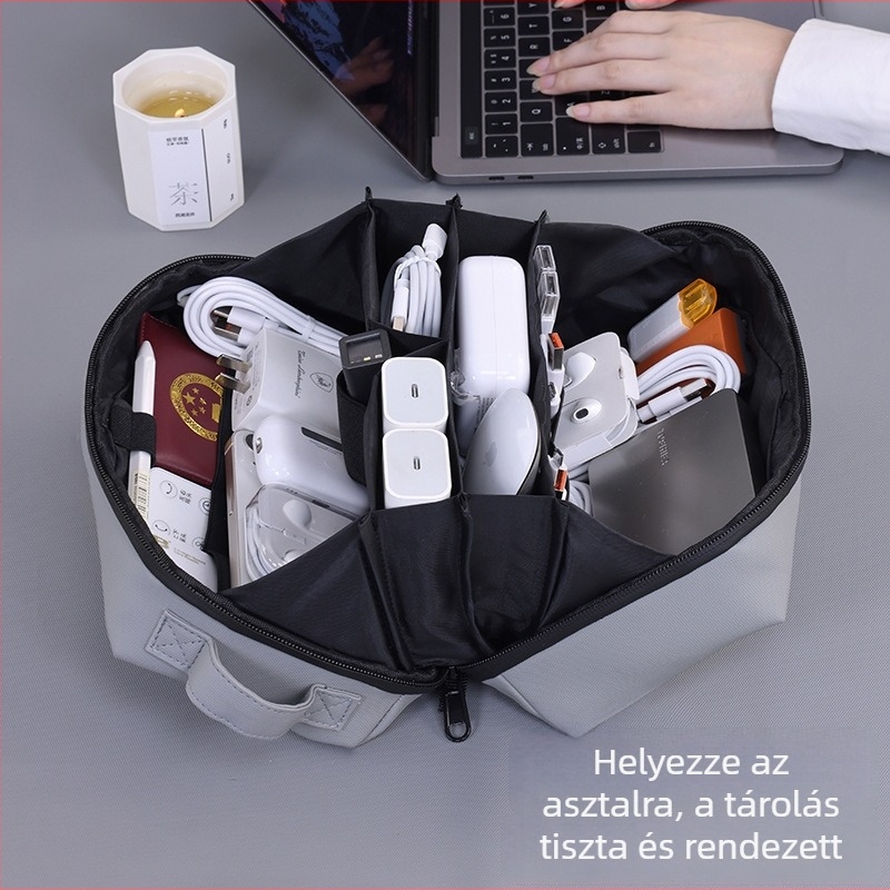 Hordozható adatkábeles tároló táska, nagy kapacitás, vízálló, strapabíró, többfunkciós, modell 5016