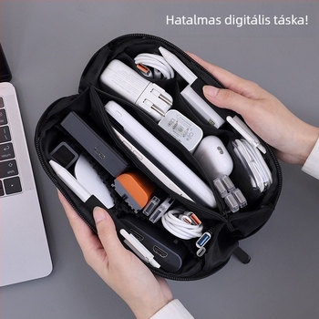 Digitális tárolótáska, PU anyag, vízálló, kézitáska stílus, modell 5019, utazási szervező kábelekhez, USB meghajtókhoz és merevlemezekhez