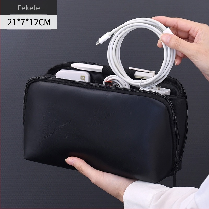 Digitális tárolótáska, PU anyag, vízálló, kézitáska stílus, modell 5019, utazási szervező kábelekhez, USB meghajtókhoz és merevlemezekhez