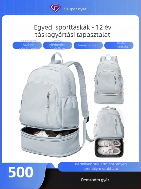 Sport hátizsák cipőrekesszel és nedves-száraz elválasztással, nylonból, modell D250328502-U250401YDB02