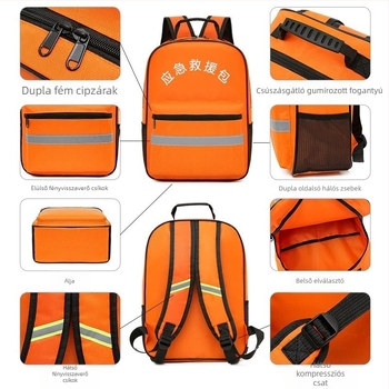 Tűzvédelmi és földrengésre felkészítő vészhelyzeti készlet, nylon hátizsák, 20–35 L