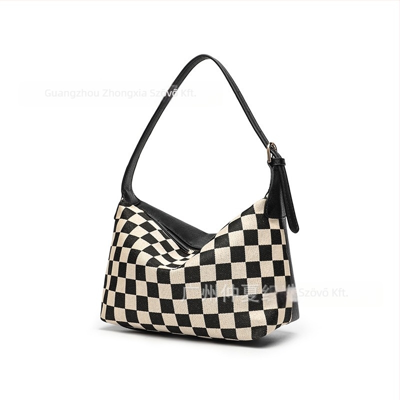 Midsummer női crossbody táska PU bőrből és vászonból, vízszintes négyzet alakú forma, cipzáras záródás, belső zsebek a telefonhoz és dokumentumokhoz