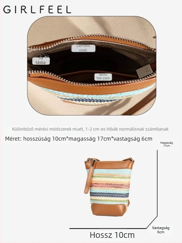 Gofini bucket táska, bőr és textil kombináció, cipzáras zárás, 2025 nyár