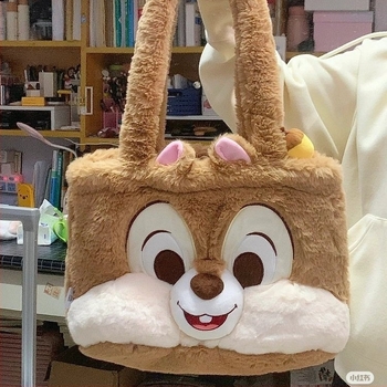 Plüss mókus mintás vállon átvethető táska nőknek, poliészter bélés, könnyű és tárolható