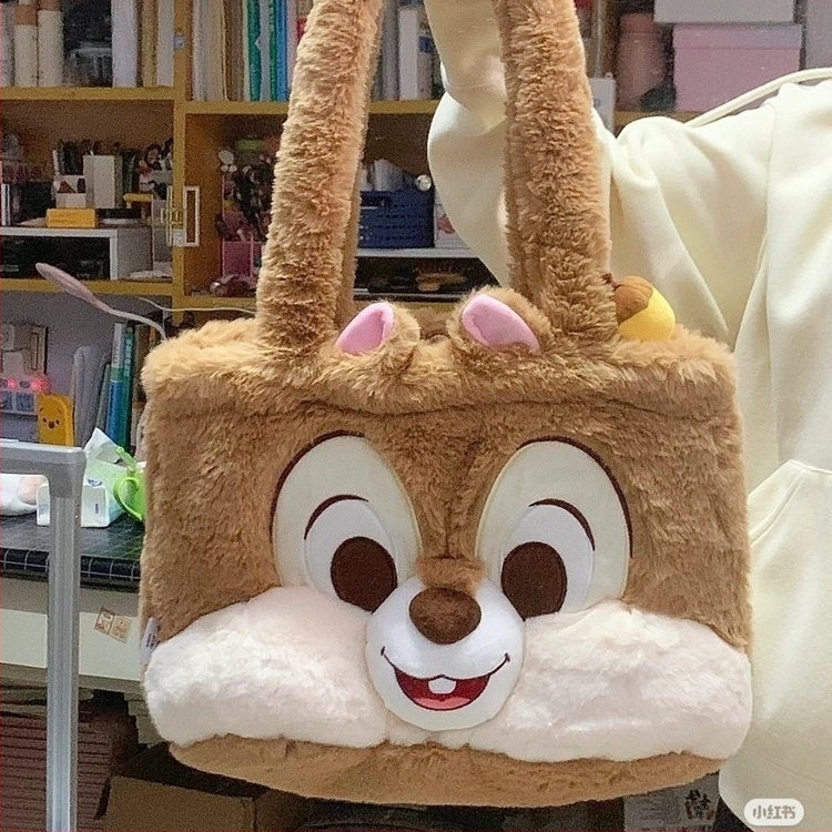 Plüss mókus mintás vállon átvethető táska nőknek, poliészter bélés, könnyű és tárolható