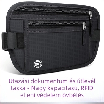 Nylon deréktáska RFID-védelmi funkcióval, kültéri sportokra, uniszex, egyszerű mintázat, poliészter bélés