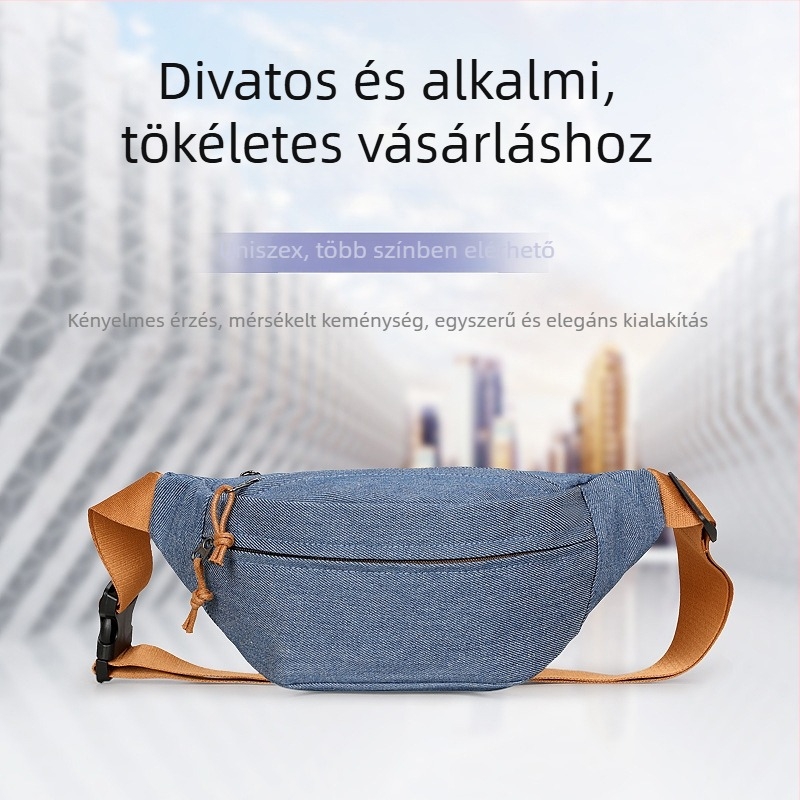 Denim sportos crossbody táska, uniszex, könnyű, légáteresztő, kopásálló, kültéri tevékenységekhez
