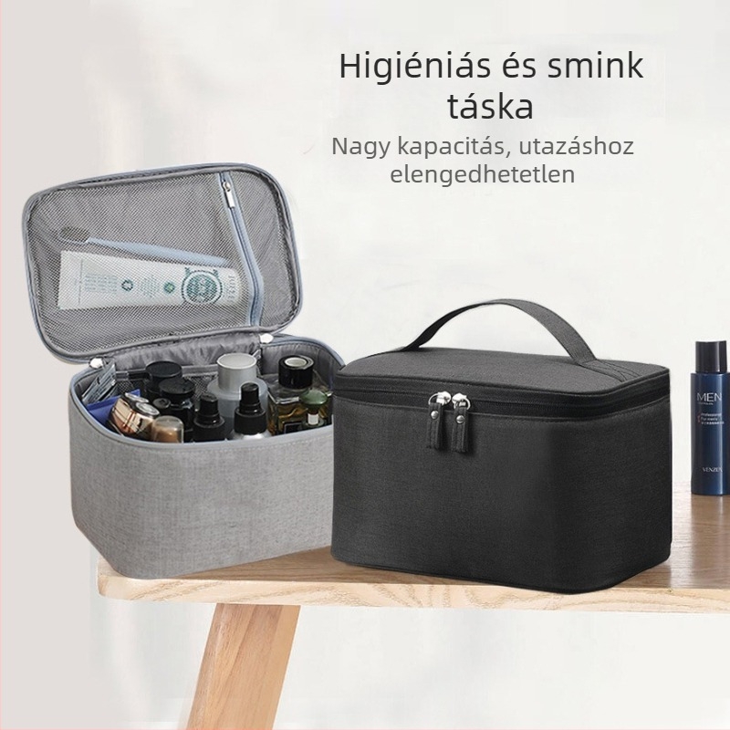 Yunmai utazási sminkes táska, kocka alakú, poliészter anyagú, többfunkciós kozmetikai táska, modell NSHZB0020