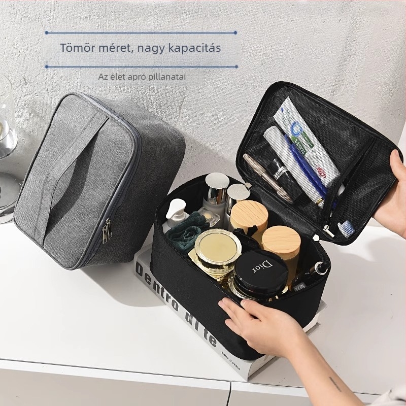 Yunmai utazási sminkes táska, kocka alakú, poliészter anyagú, többfunkciós kozmetikai táska, modell NSHZB0020