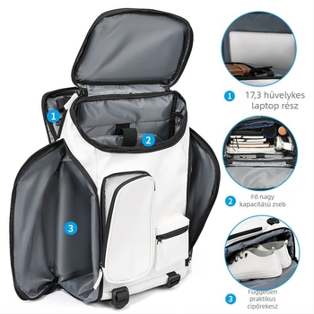 Uniszex PU vízálló hátizsák, 16 hüvelykes laptophoz kompatibil, 20–35L kapacitás, városi minimalist stílus utazásokhoz