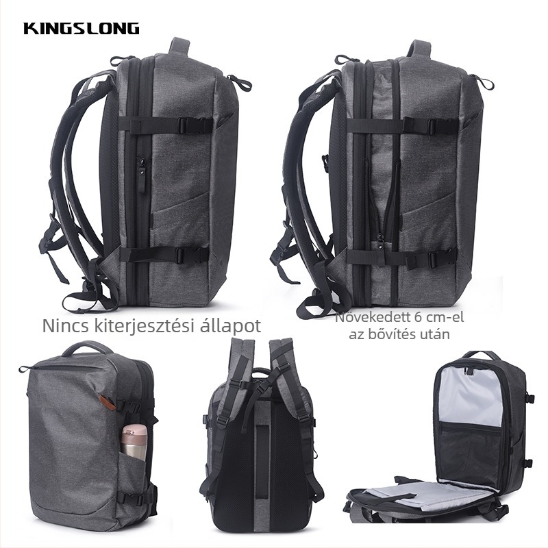 Kültéri utazó hátizsák rugalmas terheléscsökkentő vállpántokkal, bővíthető kapacitás, vízálló, 36–55 liter, 16 colos laptophoz kompatibilis
