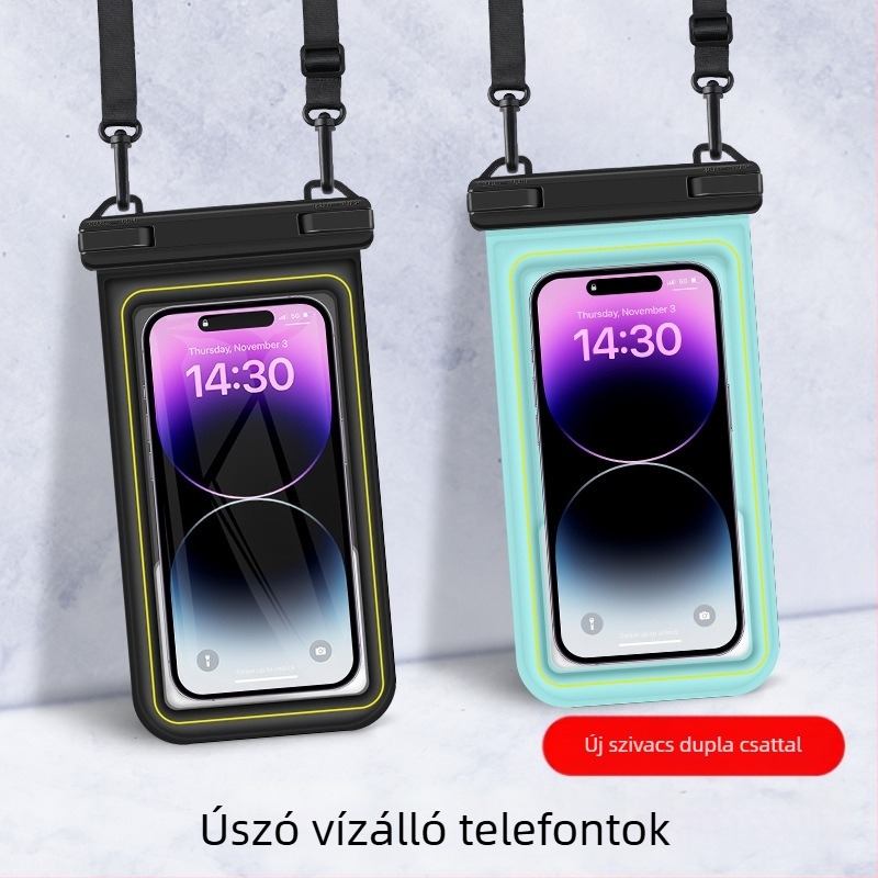 Szabadidős vízálló telefontáska – PVC, vízálló anyag, logóval testreszabható, érintésérzékeny kijelző kompatibilis, úszásra, búvárkodásra és vízisportokra