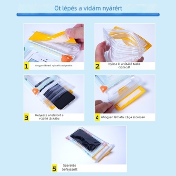PVC-ből készült vízálló telefontáska, Cartoon stílus, csíkos mintázat, kapacitás 6.5, alkalmas úszásra és vízi sportokra