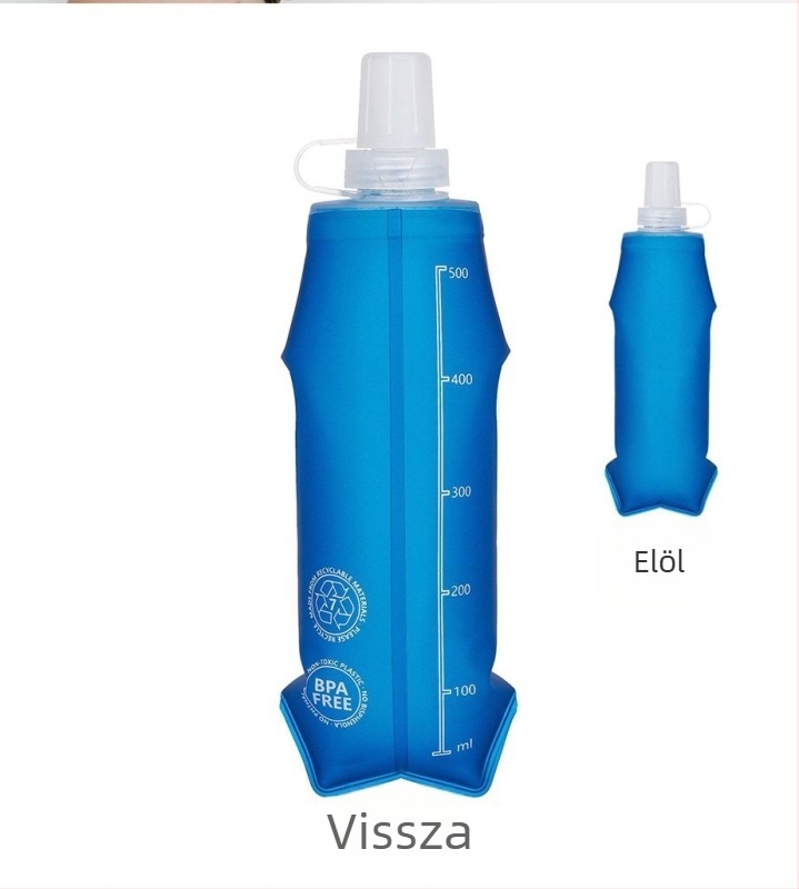 Kültéri összecsukható puha víztartály, szivárgásmentes, PVC/TPU, kapacitás 250ml/500ml, kerékpározáshoz és hegymászáshoz