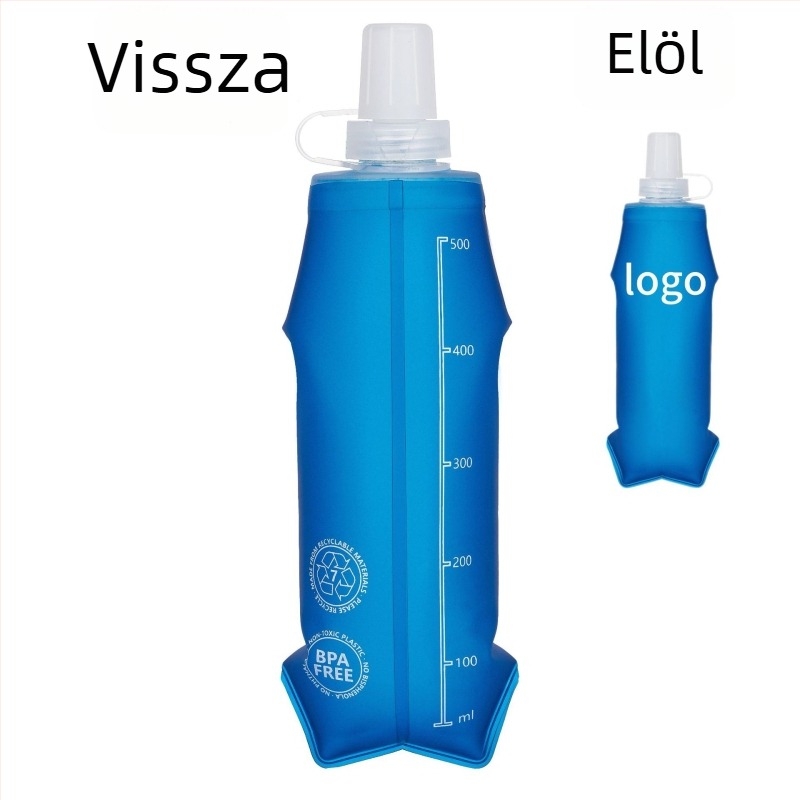 Kültéri összecsukható puha víztartály, szivárgásmentes, PVC/TPU, kapacitás 250ml/500ml, kerékpározáshoz és hegymászáshoz