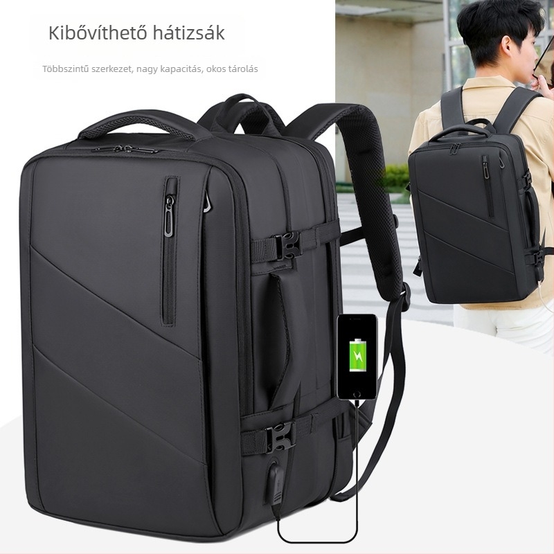 Férfiak számára készült multifunkcionális hátizsák, 36-55L kapacitás, 15 hüvelykes laptophoz, vízálló membrán, bővíthető kapacitás, légpárnás vállpántok