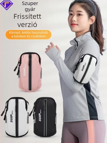 Kültéri fitnesz karpánt, elasztikus, uniszex, vízálló telefontokkal, futáshoz