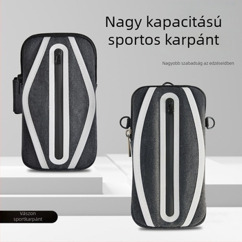 Futó kartelefon-táska — uniszex, vászonanyag, testreszabható logó, kültéri sportokhoz, karon viselhető