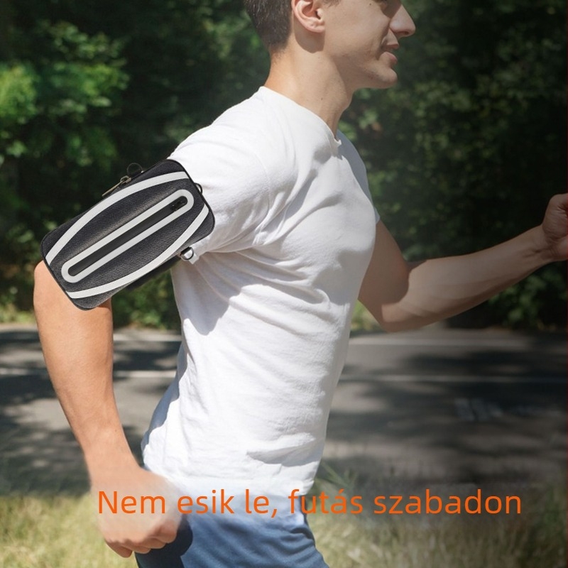 Futó kartelefon-táska — uniszex, vászonanyag, testreszabható logó, kültéri sportokhoz, karon viselhető