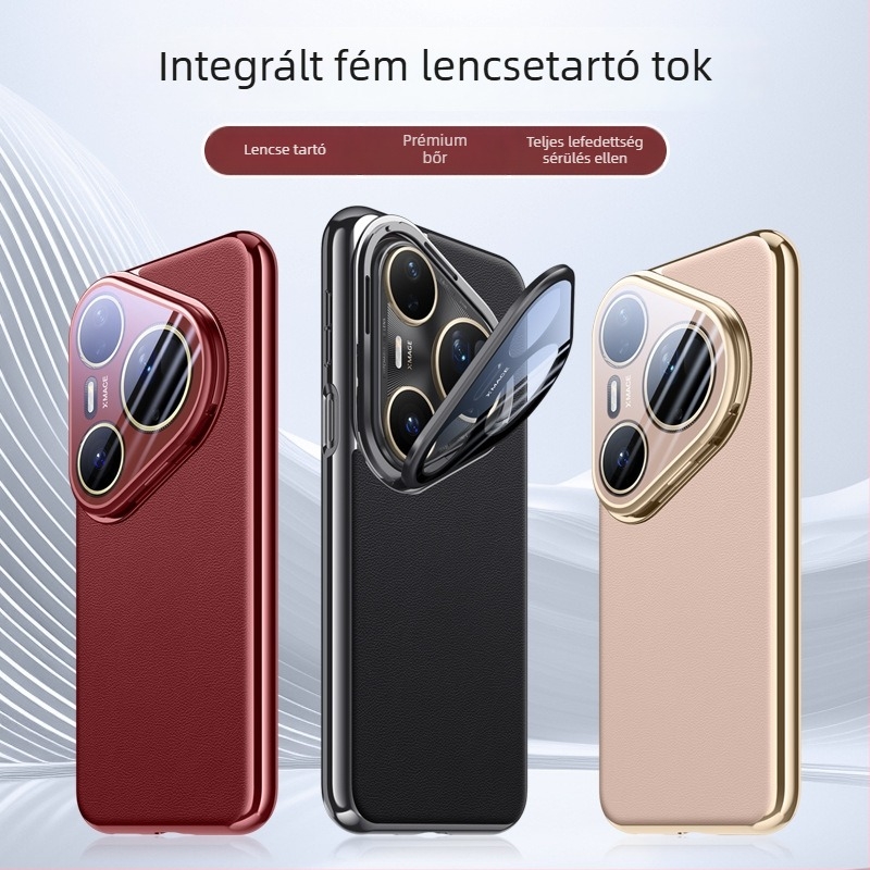 Huawei Lencsetartó tok – Teljes körű védőtok, Műbőr, Elektroplatált felület