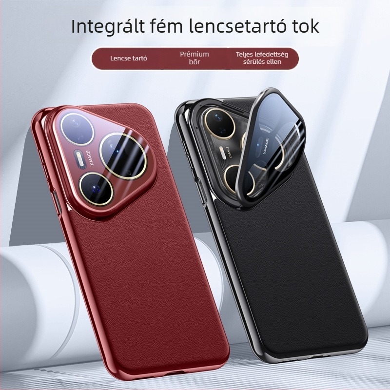 Huawei Lencsetartó tok – Teljes körű védőtok, Műbőr, Elektroplatált felület