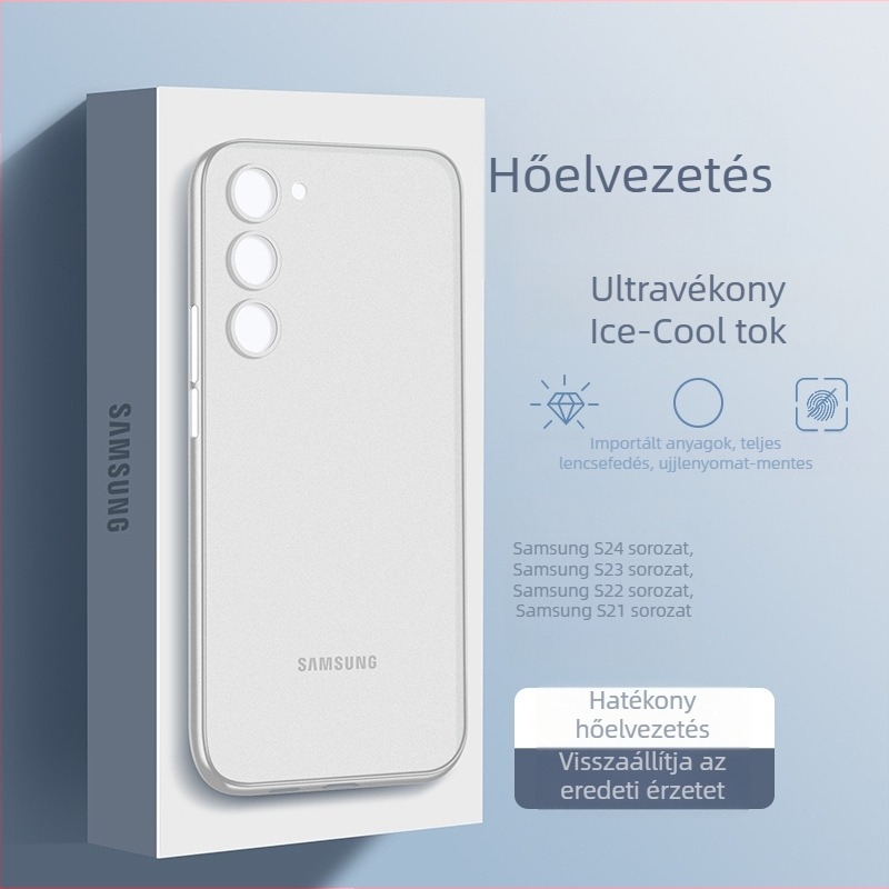 Samsung S24/S23/S22 Ultra tok — ultra-vékony, átlátszó fehér, teljes védelem, hőelvezetés, ütésálló