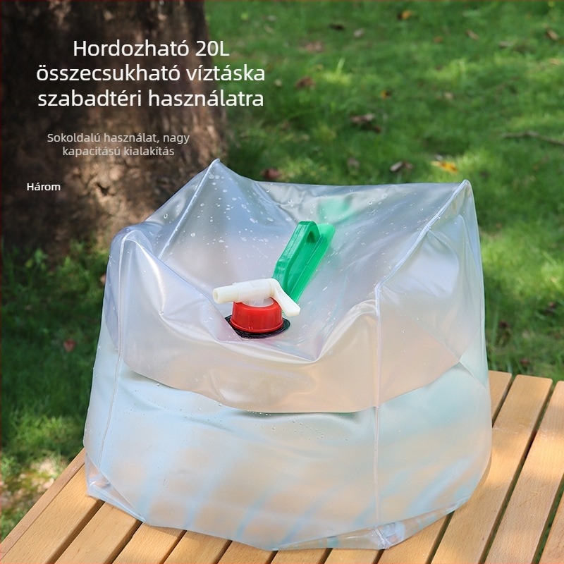 Összecsukható kültéri víz tasak 20L – PVC, vízálló anyag, minimalist stílus, kempingezéshez (nem alkalmas ivóvíznek)