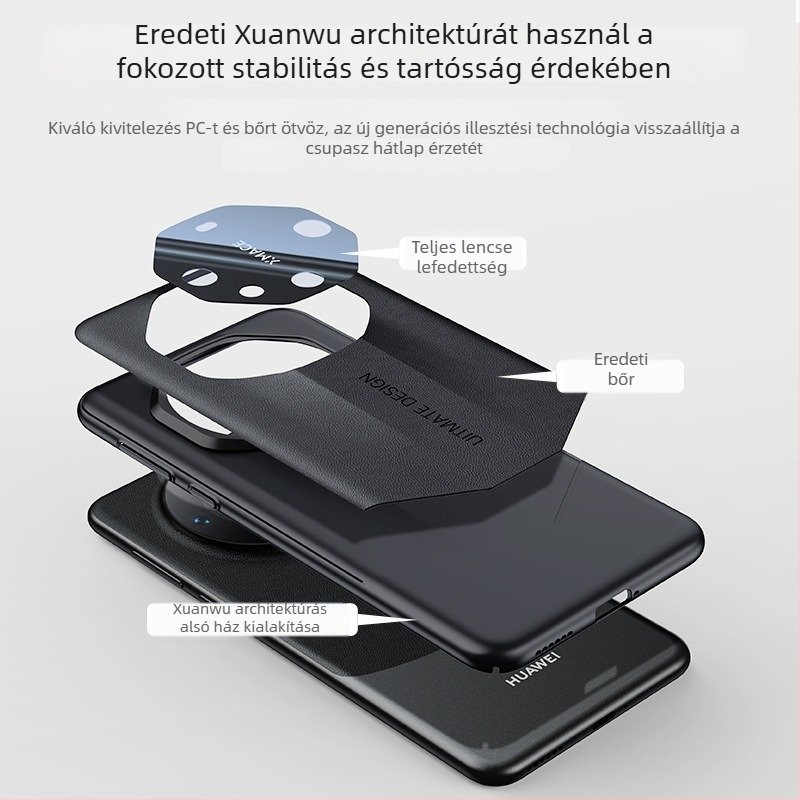 Huawei Mate60 Pro tok — Porsche-stílusú bőrhatás, lencse védelem, 60RS héj, PC anyag, olajinjektált felület, hőelvezetés, ütésállóság
