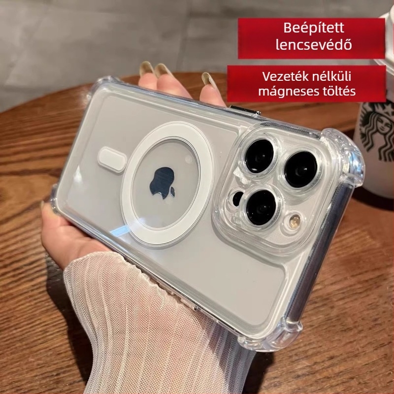Szilikonból készült védőtok iPhone 14 Pro Maxhoz, elektroplatírozott felülettel, minimalist stílus, ütésálló, hőelvezetés, ujjlenyomat-mentes, mágneses rögzítés