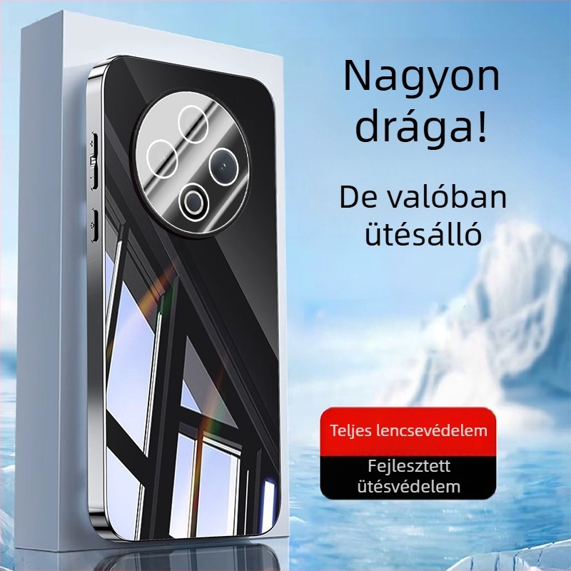 VIVO telefonhoz készült tokkal lencsevédő, elektroplatinált tükörfelület, PC anyag, csúszásmentes, porálló, ütésálló