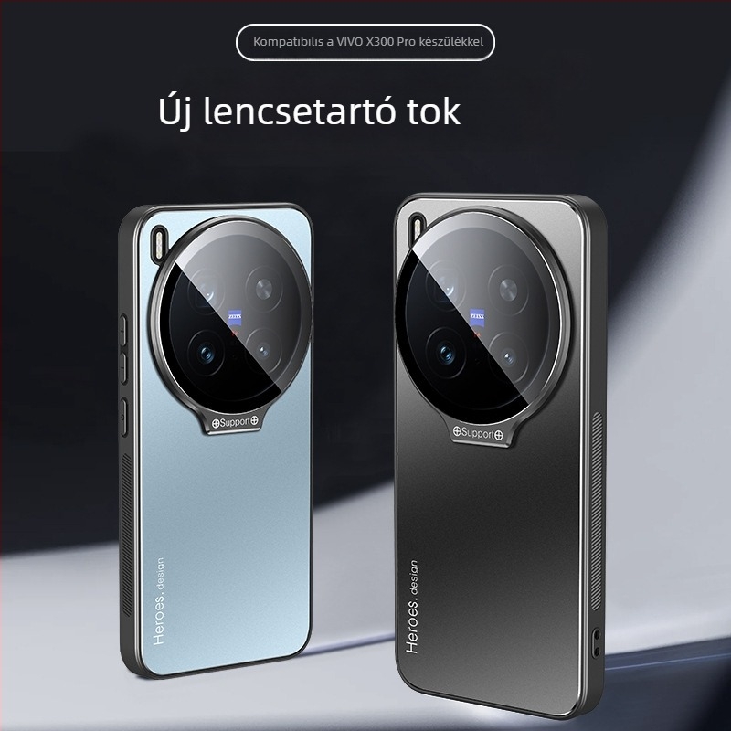 Vivo X300 Pro telefonvédő beépített lencsevédővel és X300 állvánnyal, teljes védelem esés ellen, mágneses rögzítés, letisztult dizájn