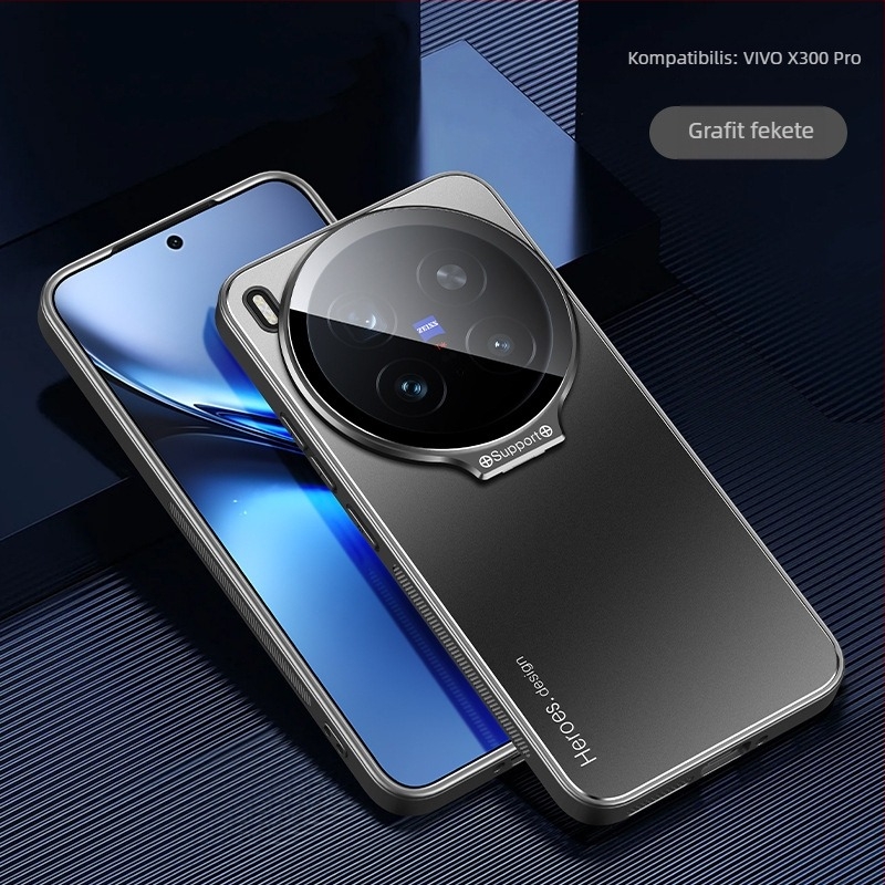 Vivo X300 Pro telefonvédő beépített lencsevédővel és X300 állvánnyal, teljes védelem esés ellen, mágneses rögzítés, letisztult dizájn