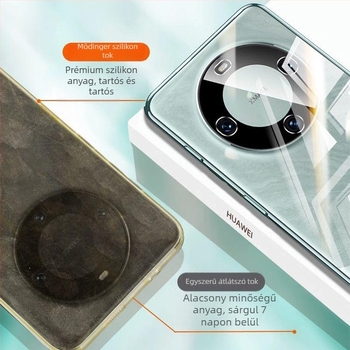 Huawei Mate60 Pro szilikon tok, ultra vékony, átlátszó, teljes védelem