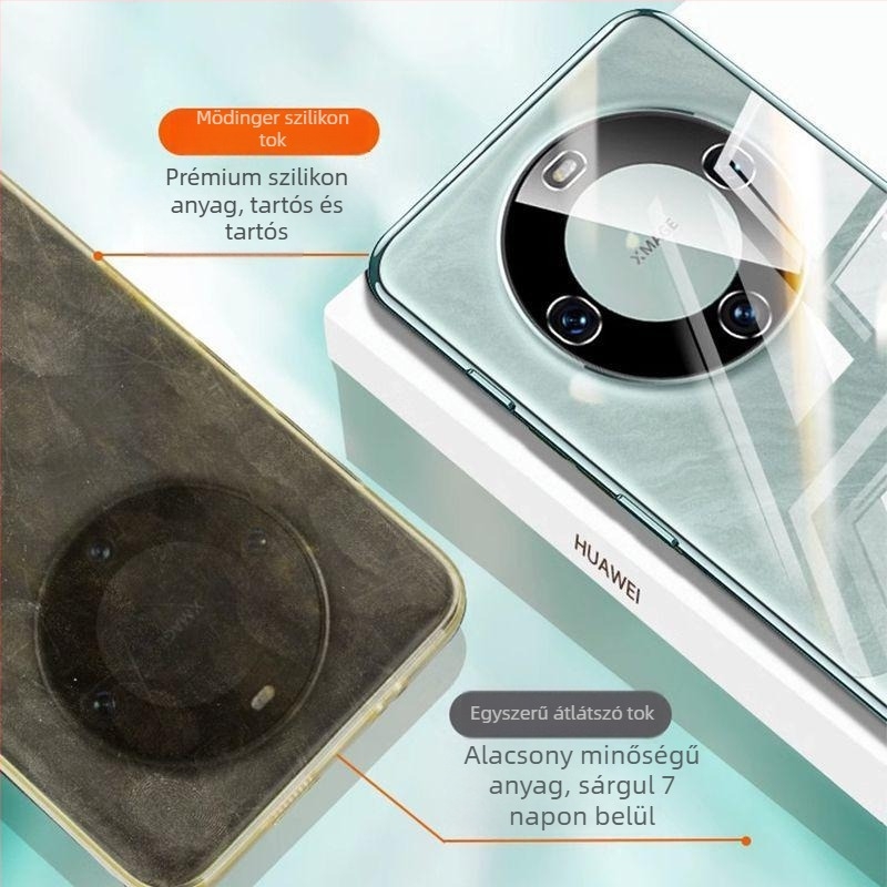 Huawei Mate60 Pro szilikon tok, ultra vékony, átlátszó, teljes védelem
