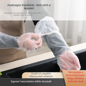 Egyszer használatos műanyag konyhai kesztyűk, átlátszó, 0,05–0,1 mm vastagság, olajálló, Zhejiang eredetű