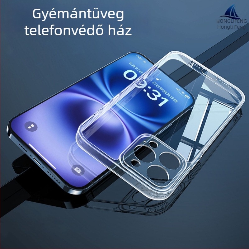 Átlátszó ultra vékony edzett üvegből készült puha élű telefontok iPhone 17 Pro Maxhoz