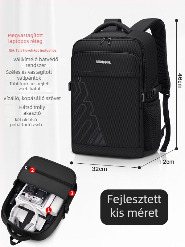 Férfi üzleti laptop hátizsák, Oxford anyag, vízálló, poliészter bélés, városi minimalist stílus, 2024 ősz