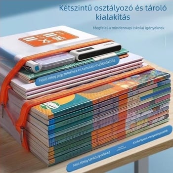 Lizhi Nylonhálós Dokumentumtáska diákoknak, cipzárral, karikatúra-stílusú dizájn