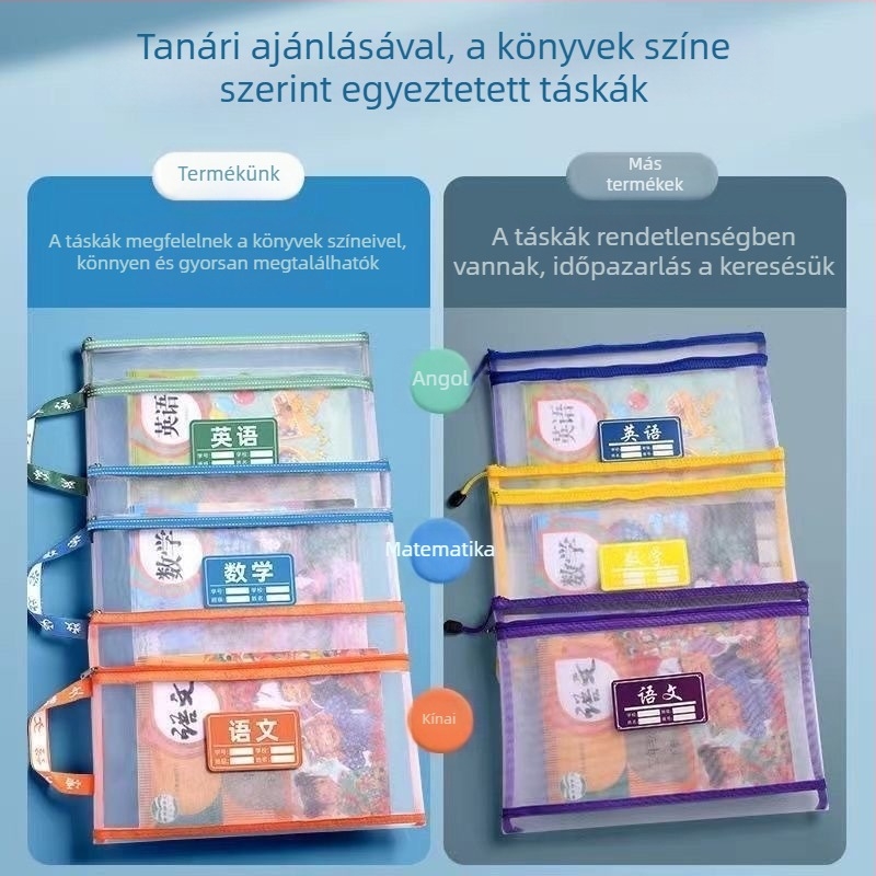 Lizhi Nylonhálós Dokumentumtáska diákoknak, cipzárral, karikatúra-stílusú dizájn