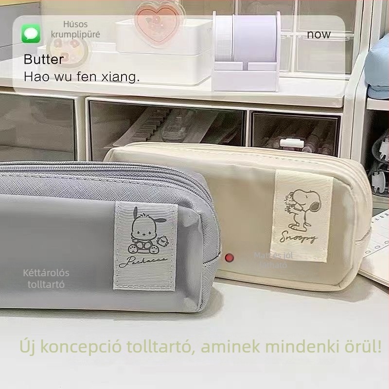 Tolltartó Snoopy motívummal, koreai stílusú, kétszintes kialakítás, nagy kapacitás, vászon anyag