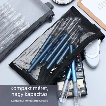 Átlátszó hálós tolltartó, nagy kapacitású, nylonból, irodai kellékek